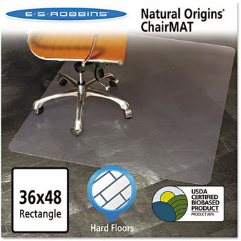 ES Robbins® Natural Origins® Chair Mat for Hard Floors,  36 x 48, Clear