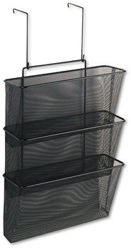Fellowes® Mesh Partition Additions™ Triple File Pocket Three-File Organizer, 12.63 x 8.25 23.25, Over-the-Panel/Wall Mount, Black