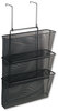 A Picture of product FEL-75901 Fellowes® Mesh Partition Additions™ Triple File Pocket Three-File Organizer, 12.63 x 8.25 23.25, Over-the-Panel/Wall Mount, Black