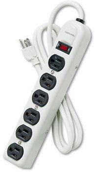 Fellowes® Six-Outlet Metal Power Strip 6 Outlets, ft Cord, Platinum