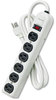 A Picture of product FEL-99027 Fellowes® Six-Outlet Metal Power Strip 6 Outlets, ft Cord, Platinum