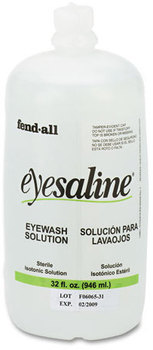 Honeywell Fendall Eyesaline Eyewash Refill Bottles for Single or Double Eyewash Wall Stations.,  32 oz