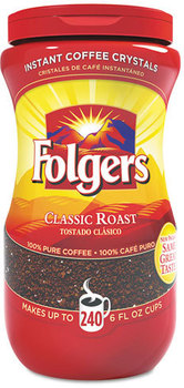 Folgers® Instant Coffee Crystals,  Classic Roast, 16oz Jar