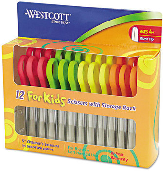 Westcott® For Kids Scissors,  5" Blunt, Assorted, 12/Pack