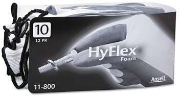AnsellPro HyFlex® Foam Nitrile-Coated Nylon-Knit Gloves,  White/Gray, Size 10, 12 Pairs