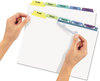 A Picture of product AVE-11992 Avery® Print & Apply Index Maker® Clear Label Dividers with Easy Printable Strip and Color Tabs 5-Tab, 11 x 8.5, White, Contemporary 25 Sets