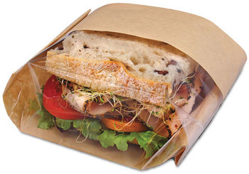 Bagcraft Papercon® Dubl View® Sandwich Bags,  9 1/2 x 5 3/4 x 2 3/4, Natural Brown, 500/Carton