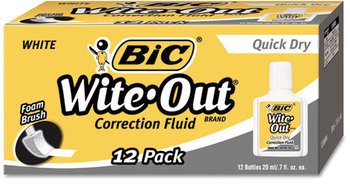 BIC® Wite-Out® Brand Quick Dry Correction Fluid,  20 ml Bottle, White, 1/Dozen