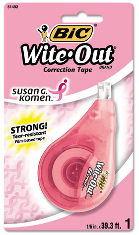 BIC® Products WOTAP1SGK BIC® Wite-Out® Brand EZ Correct™ Pink Ribbon Correction  Tape, 1/6 x 472, Pink Ribbon Dispenser