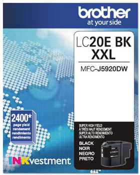 Brother LC20EBK, LC20EC, LC20EM, LC20EY Ink INKvestment Super High-Yield 2,400 Page-Yield, Black