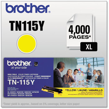 Brother TN110BK, TN110C, TN110M, TN110Y, TN115BK, TN115C, TN115M, TN115Y Toner Cartridge,  Yellow