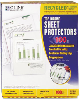 C-Line® Polypropylene Sheet Protector,  Reduced Glare, 2", 11 x 8 1/2, 100/BX