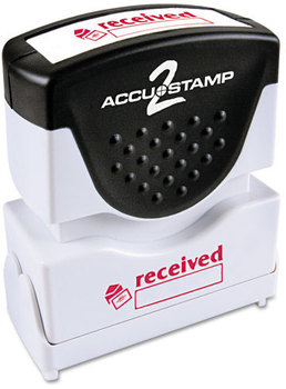 ACCUSTAMP2® Pre-Inked Shutter Stamp with Microban®,  Red, RECEIVED, 1 5/8 x 1/2
