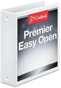 Cardinal® Premier Easy Open® ClearVue™ Locking Round Ring Binder,  2" Cap, 11 x 8 1/2, White