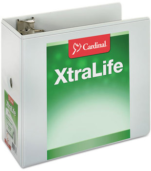 Cardinal® XtraLife® ClearVue™ Non-Stick Locking Slant-D® Ring Binder,  6" Cap, 11 x 8 1/2, White