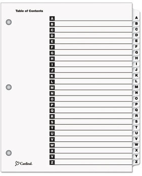 Cardinal® OneStep® Printable Table of Contents and Dividers,  26-Tab, A-Z, Letter, White, 26/Set