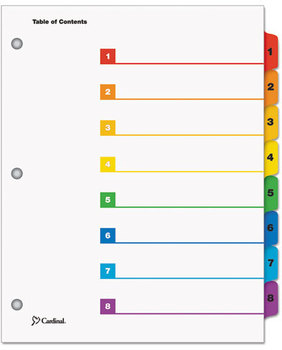 Cardinal® OneStep® Printable Table of Contents and Dividers,  8-Tab, 1-8, Letter, Multicolor, 1 Set