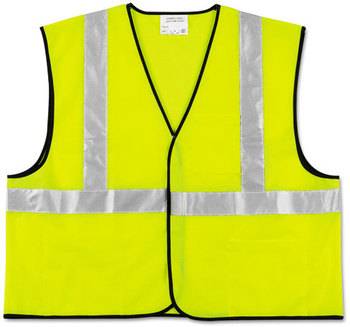 MCR™ Safety Luminator™ Class 2 Safety Vest,  Fluorescent Lime w/Silver Stripe, Polyester, Large