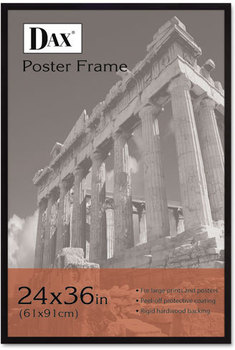 DAX® Flat Face Poster Frame,  Clear Plastic Window, 24 x 36, Black Border