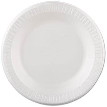 Quiet Classic® Foam Plastic Laminated Dinnerware Plates. 10 1/4 in. diameter. White. 500 count.