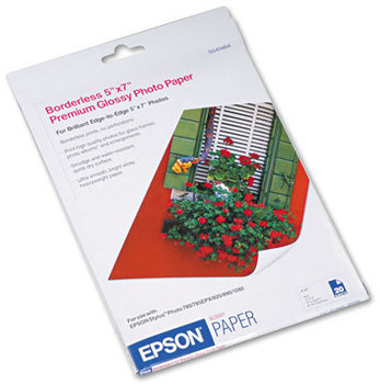 Epson® Premium Photo Paper,  68 lbs., High-Gloss, 5 x 7, 20 Sheets/Pack