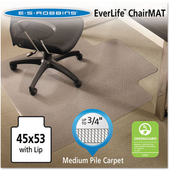 ES Robbins® EverLife™ Chair Mats For Medium Pile Carpet,  45 x 53, Clear