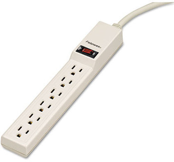 Fellowes® Six-Outlet Power Strip 6 Outlets, 4 ft Cord, Platinum