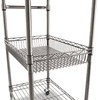 A Picture of product ALE-SW543018BA Alera® Three-Tier Wire Cart with Basket Metal, 2 Shelves, 1 Bin, 500 lb Capacity, 34" x 18" 40", Black Anthracite