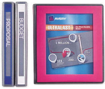 Avery® UltraLast™ Heavy-Duty View Binder with One Touch Slant Rings,  11 x 8 1/2, 1" Cap, Blue