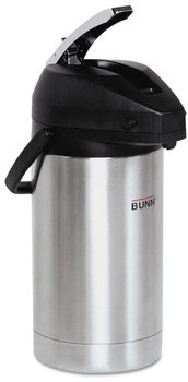 BUNN® Lever Action Airpot,  Stainless Steel/Black