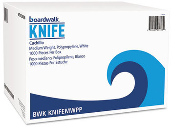 Boardwalk® Mediumweight Polypropylene Cutlery Knife. White. 1000/carton.