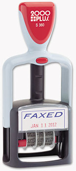 2000 PLUS® Self-Inking Two-Color Word Dater,  1 3/4 x 1, "Faxed," Self-Inking, Blue/Red