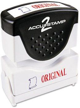 ACCUSTAMP2® Pre-Inked Shutter Stamp with Microban®,  Red/Blue, ORIGINAL, 1 5/8 x 1/2