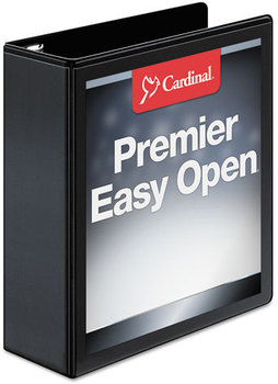 Cardinal® Premier Easy Open® ClearVue™ Locking Slant-D® Ring Binder,  3" Cap, 11 x 8 1/2, Black