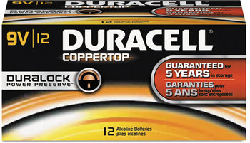Duracell® CopperTop® Alkaline Batteries with Duralock Power Preserve™ Technology,  9V, 12/BX