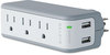 A Picture of product BLK-BZ103050TVL Belkin® Mini Surge Protector with USB Charger,  3 Outlets, 918 Joules, Gray/White