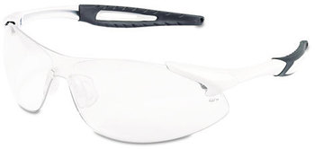 Crews® Inertia Safety Glasses with Anti-Fog Lens. White Frame and Clear Lens.