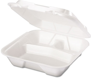 White 9 X 9 Foam Hinged Containers, Genpak SN200