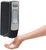 A Picture of product 672-229 GOJO® ADX-7™ Push-Style Dispenser for GOJO® Foam Soap. 700 mL. 3.71 X 9.79 X 3.94 in. Chrome and Black.