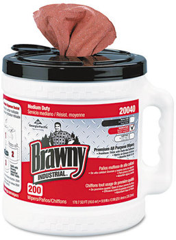Georgia Pacific® Professional Brawny Industrial® Medium Duty Premium Refillable Dry Wiper System,  10 x 13, Orange, 200/Can, 2 Cans/Carton