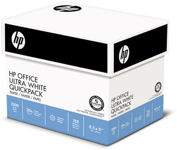 HP Office Ultra-White Paper,  92 Bright, 20lb, 8-1/2 x 11, 500/Ream, 5/Carton