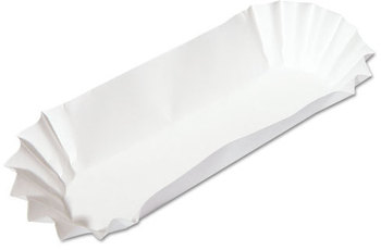 Hoffmaster® Fluted Hot Dog Trays,  6w x 2d x 2h, White, 500/Sleeve, 6 Sleeves/Carton