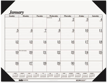 House of Doolittle™ 100% Recycled One-Color Dated Monthly Desk Pad Calendar 18.5 x 13, White Sheets, Black Binding/Corners,12-Month (Jan-Dec): 2024