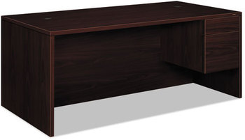 HON® 10500 Series™ "L" Workstation Single Pedestal Desk with 3/4 Height Right 72" x 36" 29.5", Mahogany