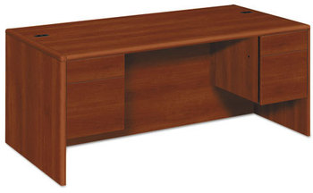 HON® 10700 Series™ Double Pedestal Desk with Three-Quarter Height Pedestals 72" x 36" 29.5", Cognac