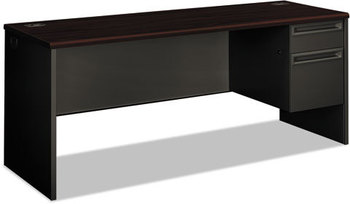 HON® 38000 Series™ Single Pedestal Credenza Right 72w x 24d 29.5h, Mahogany/Charcoal