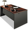 A Picture of product HON-38932NS HON® 38000 Series™ Desk Shell 60" x 30" 29.5", Mahogany/Charcoal