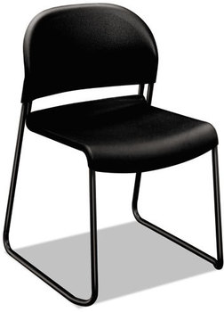 HON® GuestStacker® High Density Chairs Supports Up to 300 lb, 17.5" Seat Height, Onyx Back, Black Base, 4/Carton