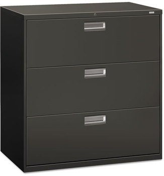 HON® Brigade® 600 Series Lateral File 3 Legal/Letter-Size Drawers, Charcoal, 42" x 18" 39.13"