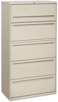 HON® Brigade® 700 Series Lateral File 4 Legal/Letter-Size Drawers, 1 Shelf, Post Light Gray, 36" x 18" 64.25"